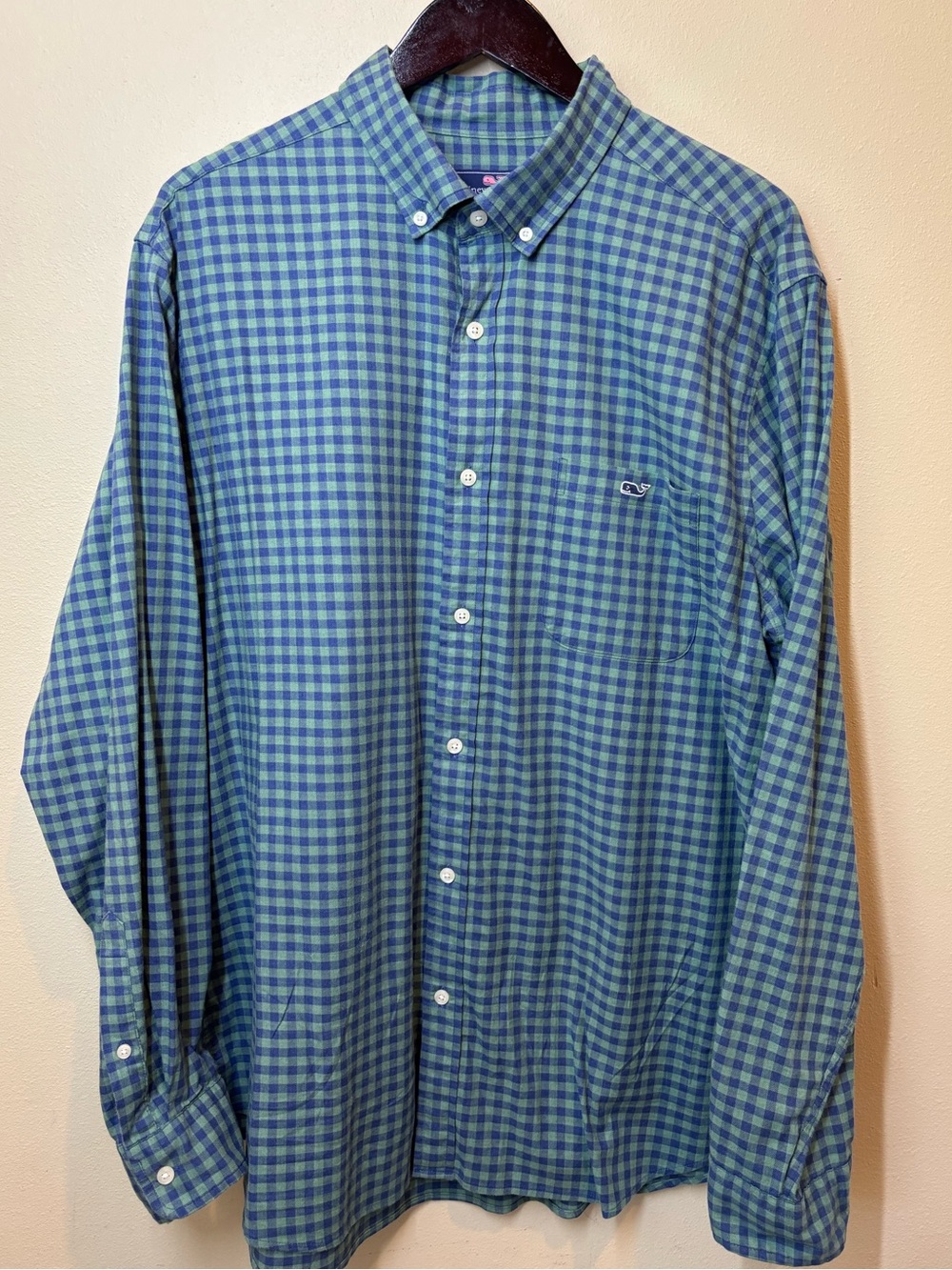 Vineyard Vines Blue and Green Gingham Button-Down Shirt